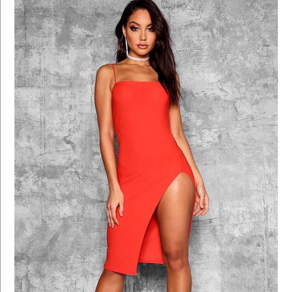 orange dress with slit